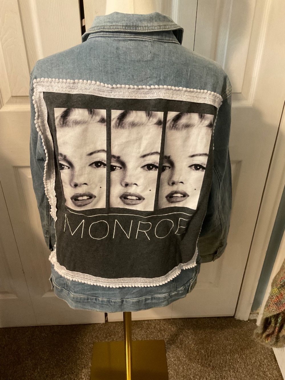 Marilyn Monroe Upcycled Back Graphic and Denim Jacket - Sz Women's 1X